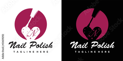 Nail salon icon logo design manicure vector design nail polish and female finger logotype Premium Vector