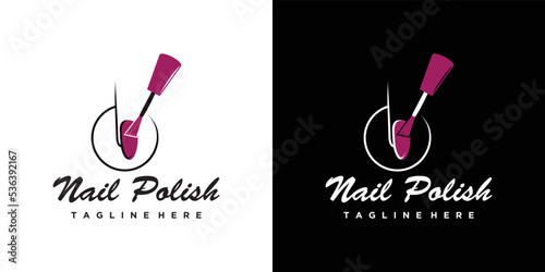 Nail salon icon logo design manicure vector design nail polish and female finger logotype Premium Vector