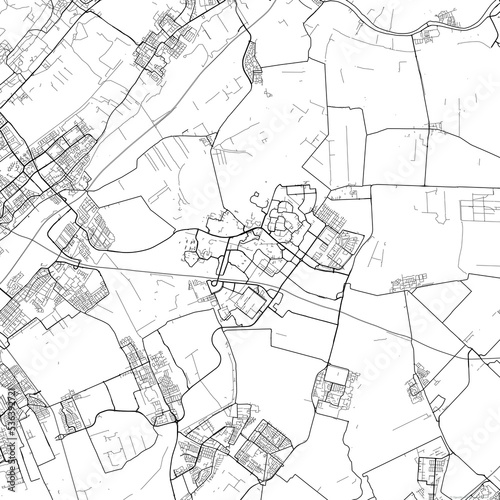 Area map of Zoetermeer Netherlands with white background and black roads