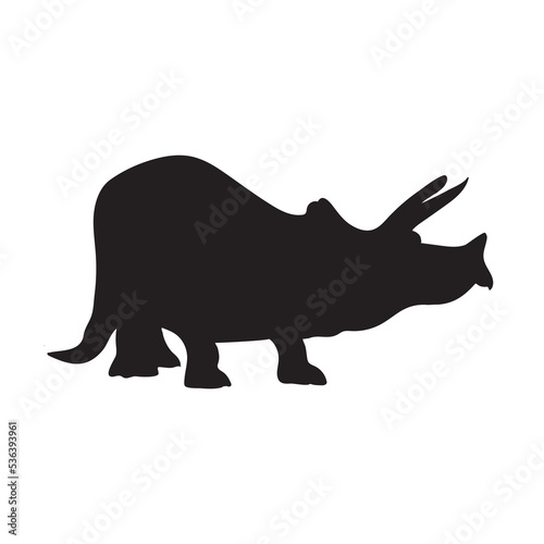 Dinosaur silhouette. Dinosaurs and Jurassic dino monsters icons. Vector silhouette of triceratops or T-rex, brontosaurus and stegosaurus, ceratosaurus and parasaurolophus reptile