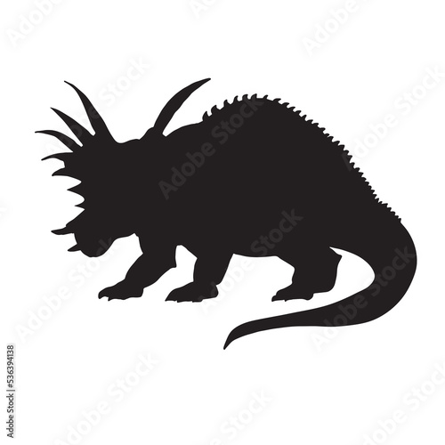 Dinosaur silhouette. Dinosaurs and Jurassic dino monsters icons. Vector silhouette of triceratops or T-rex, brontosaurus and stegosaurus, ceratosaurus and parasaurolophus reptile