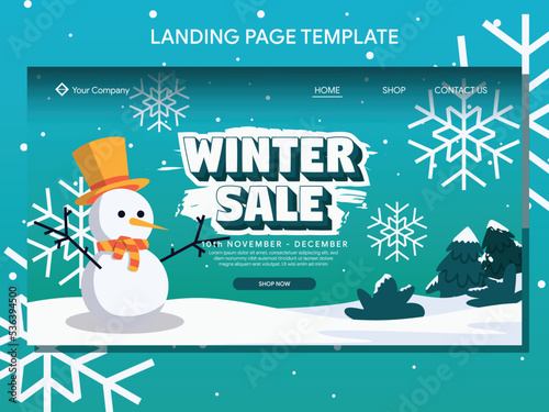 winter sale landig page and banner design template photo