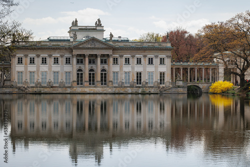 Facade of Palace on the Isle in Lazienki Park in Warsaw, Poland