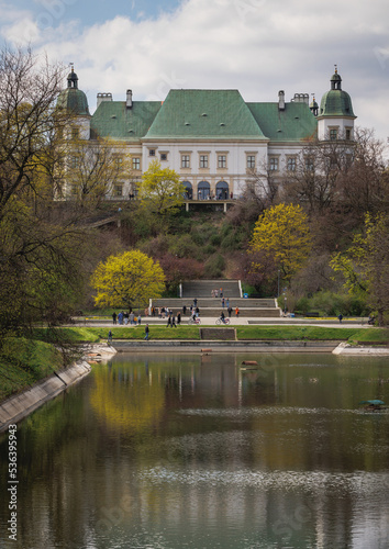 Ujazdow Castle and Royal Canal in Agrykola Park in Warsaw city  Poland