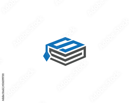 Letter S For Education School Logo Design Element With Cap Symbol Online Education Vector Template. photo