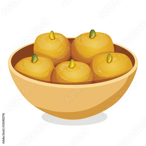 Peda Indian Sweets or Mithai Food. Vector illustratio