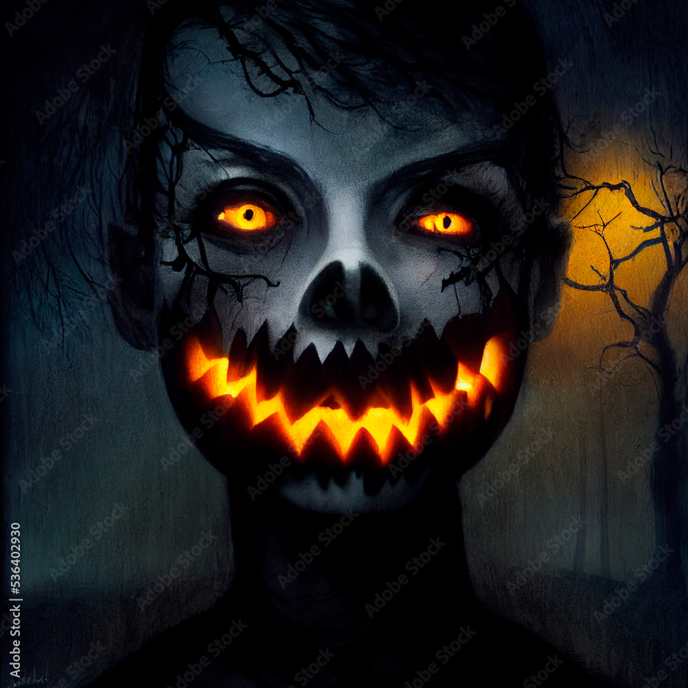 Scary Halloween characters with horror faces Scary Halloween characters with horror faces