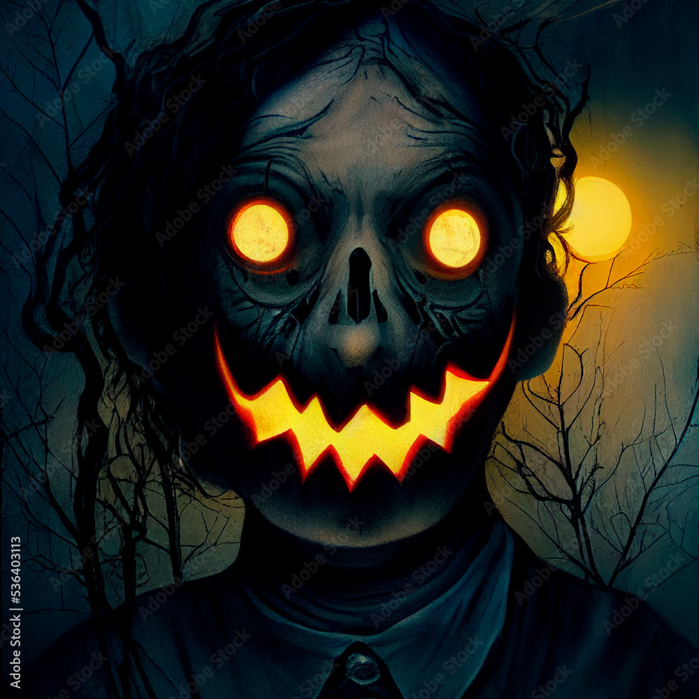 Scary Halloween characters with horror faces Scary Halloween characters with horror faces
