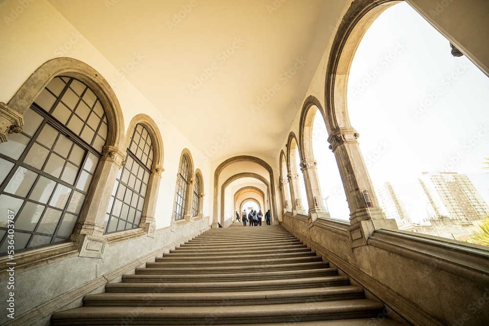 Escadaria do antigo Palácio da Indústria localizado no bairro do Brás centro da cidade de São Paulo, Brasil.