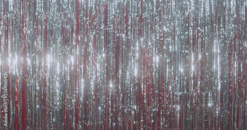 Shiny curtain backdrop, silver christmas tinsel background 