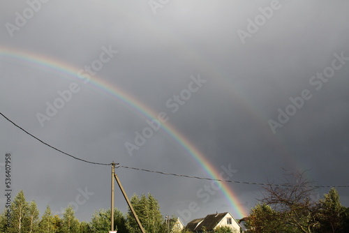 rainbow in the village. country