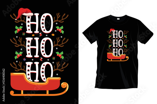 Ho ho ho. Christmas typography t-shirt graphic. Christmas trendy cool t shirt design.