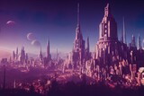 Digital artwork of a futuristic cityscape