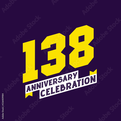 138th Anniversary Celebration vector design, 138 years anniversary photo