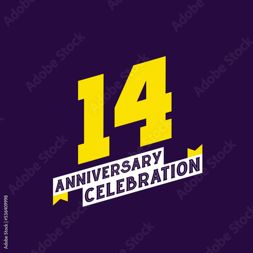 14th Anniversary Celebration vector design, 14 years anniversary