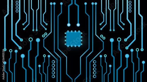 Illustration of a computer board isolated on a black background