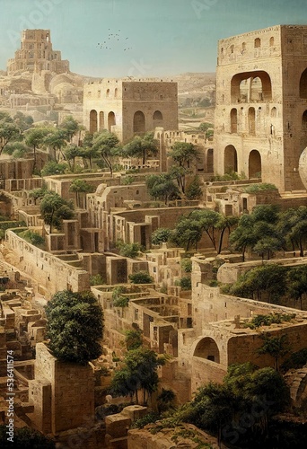 Stampa su tela 3d illustration of the hanging gardens of Babylon