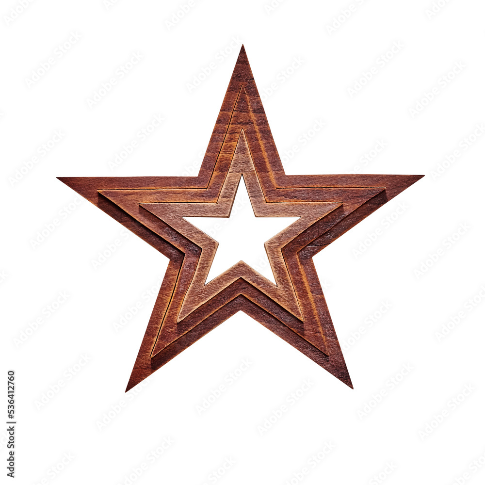 Christmas decoration wooden star isolated on white Christmas decoration wooden star isolated on white