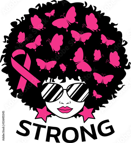 Strong black Breast Cancer vector, healthcare icon - Strong woman