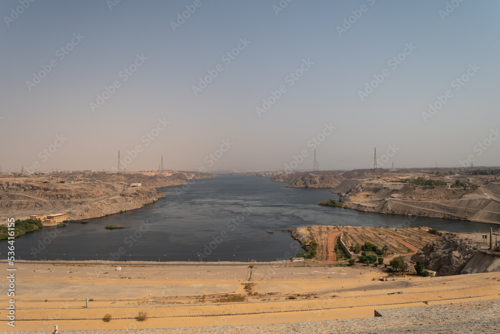 Nile River at the High Dam in Aswan, Egypt