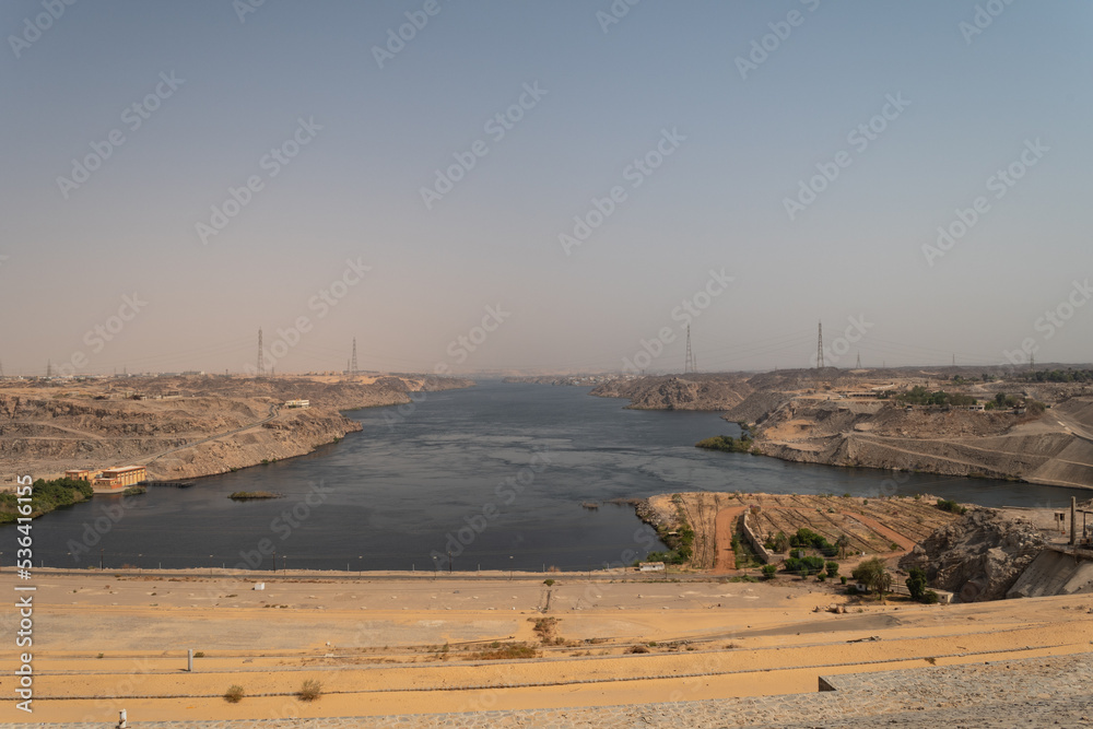 Nile River at the High Dam in Aswan, Egypt Nile River at the High Dam in Aswan, Egypt