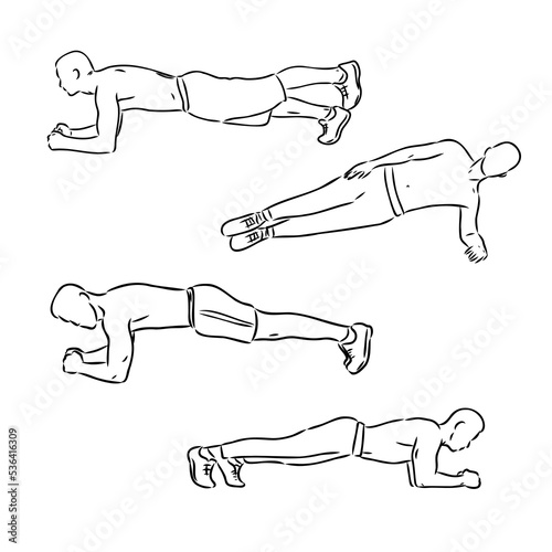 the vector illustration of the fit athlete doing plank exercise