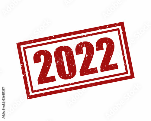 2022 red square grunge stamp, vector illustration