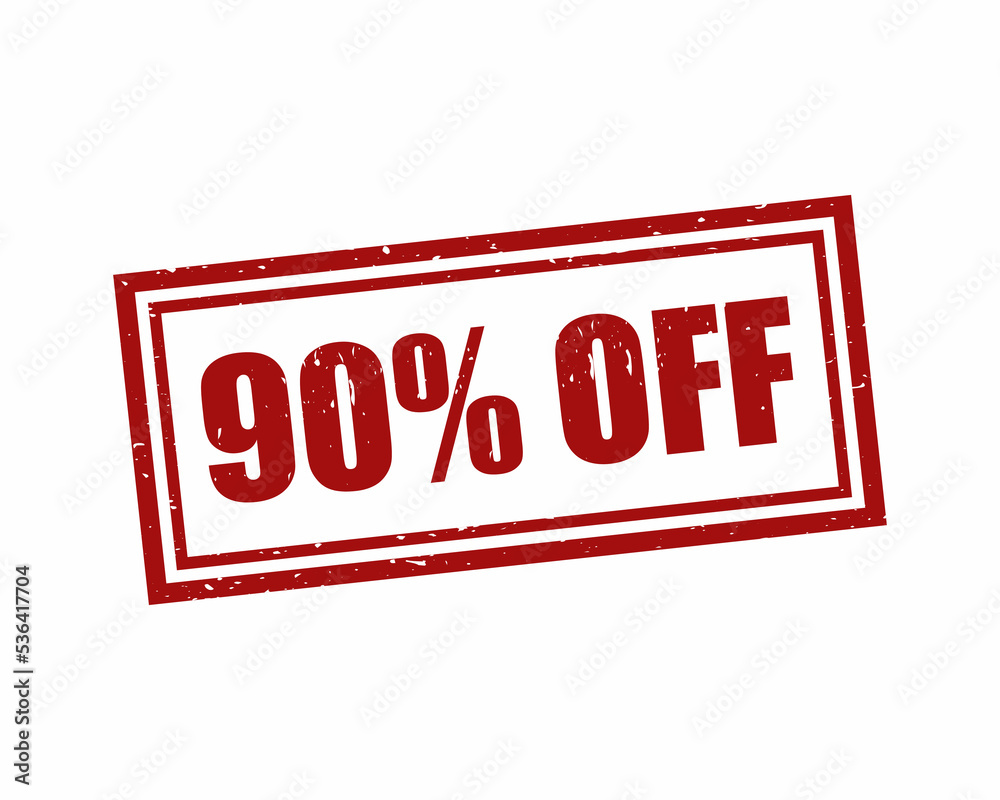 90 percent off red square grunge stamp, vector illustration 90 percent off red square grunge stamp, vector illustration