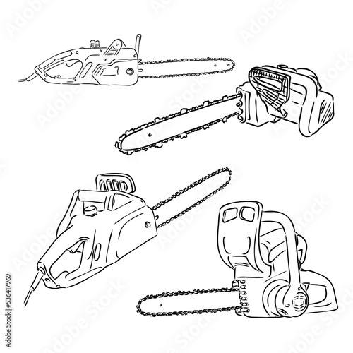 Chainsaw. Vector illustration, doodle style saw vector