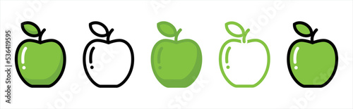 Green apple icon set symbol signs, vector illustration
