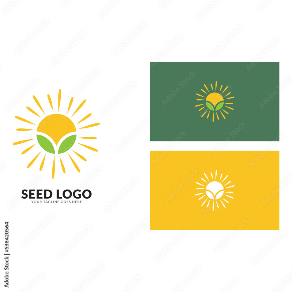 Fototapeta premium Vector logo design for farming, farm field, natural harvest, farmer association and more.