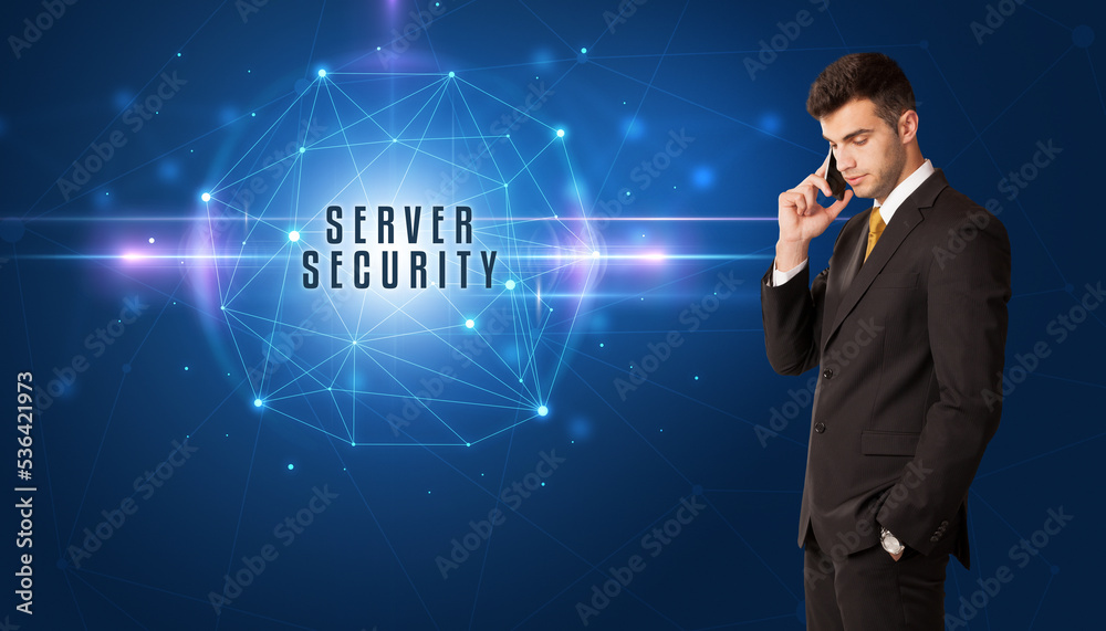 businessman thinking about security concept businessman thinking about security concept