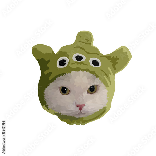 Cat illustration, Custom cat portrait, Cat or alien green man