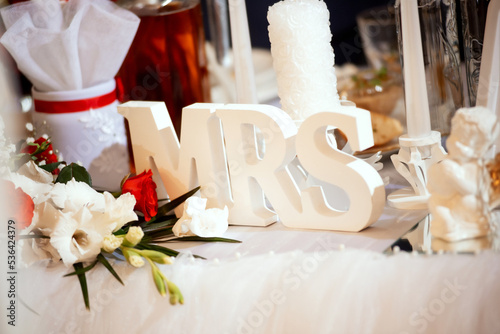 Wallpaper Mural wedding decorated table with letters MRS Torontodigital.ca
