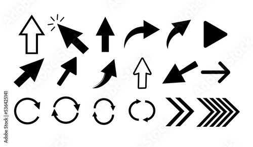 Arrows big black set icons. Arrow icon. Arrow vector collection. Arrow. Cursor. Modern simple arrows. Vector illustration. Vector illustration