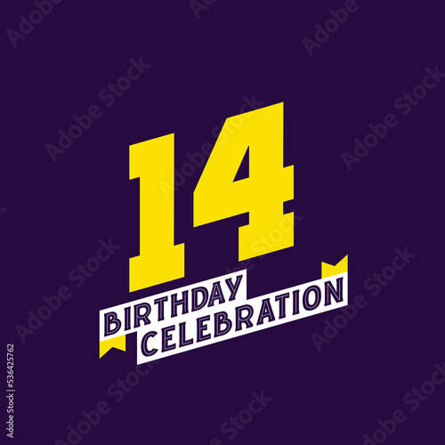 14th Birthday Celebration vector design, 14 years birthday