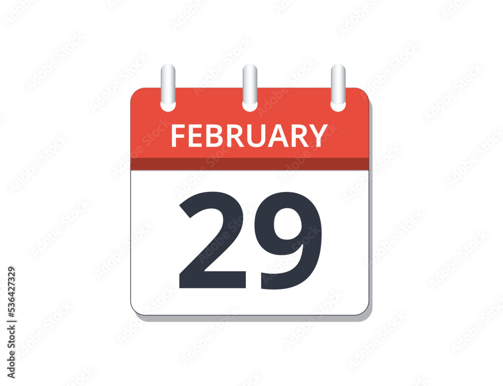 February, 29th calendar icon vector February, 29th calendar icon vector