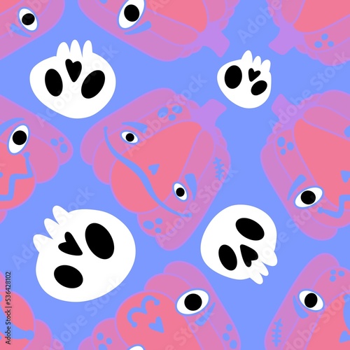 Halloween seamless pumpkins pattern for fabrics and wrapping paper and clothes print © Tetiana
