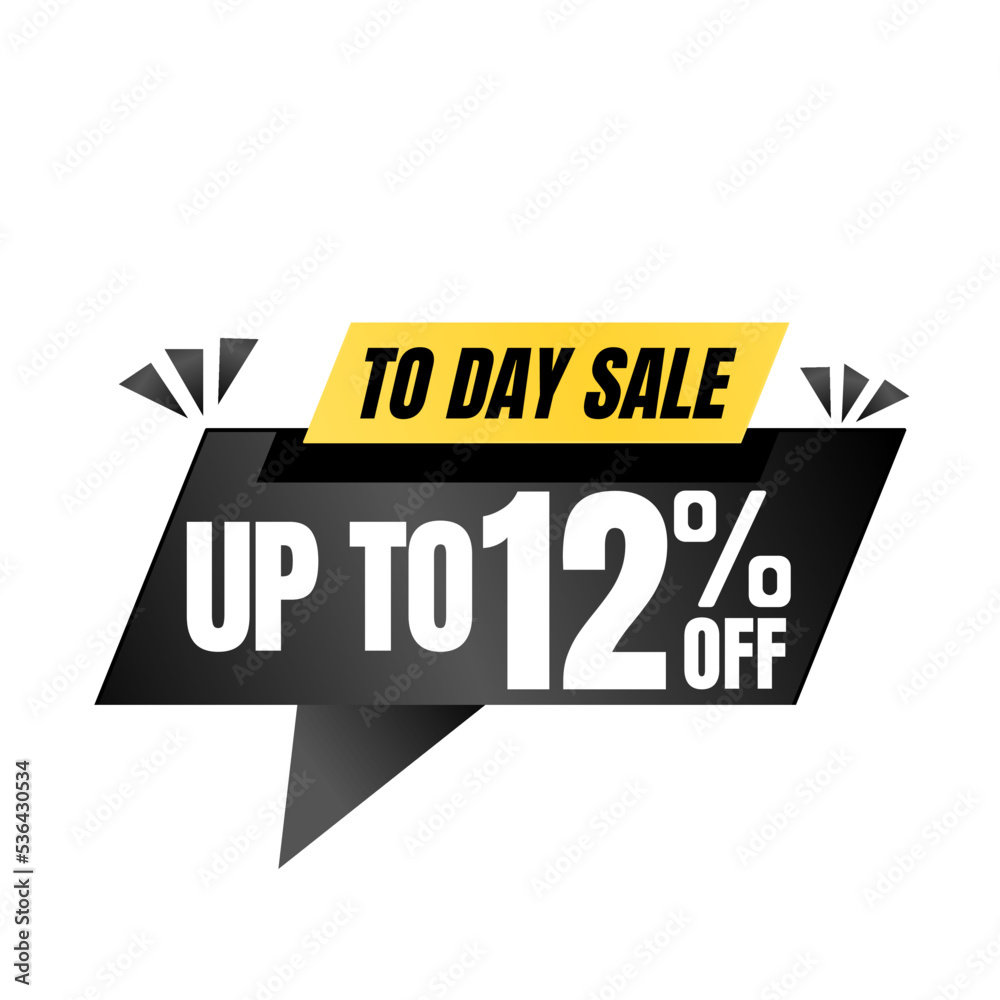 12% off sale balloon. Black vector illustration . sale label design, Twelve