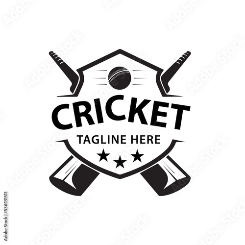 black and white cricket logo design