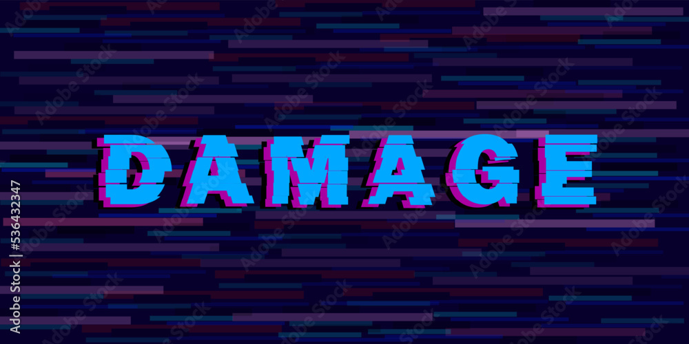 Glitch Text distorted font on a style background. Digital modern effect ...