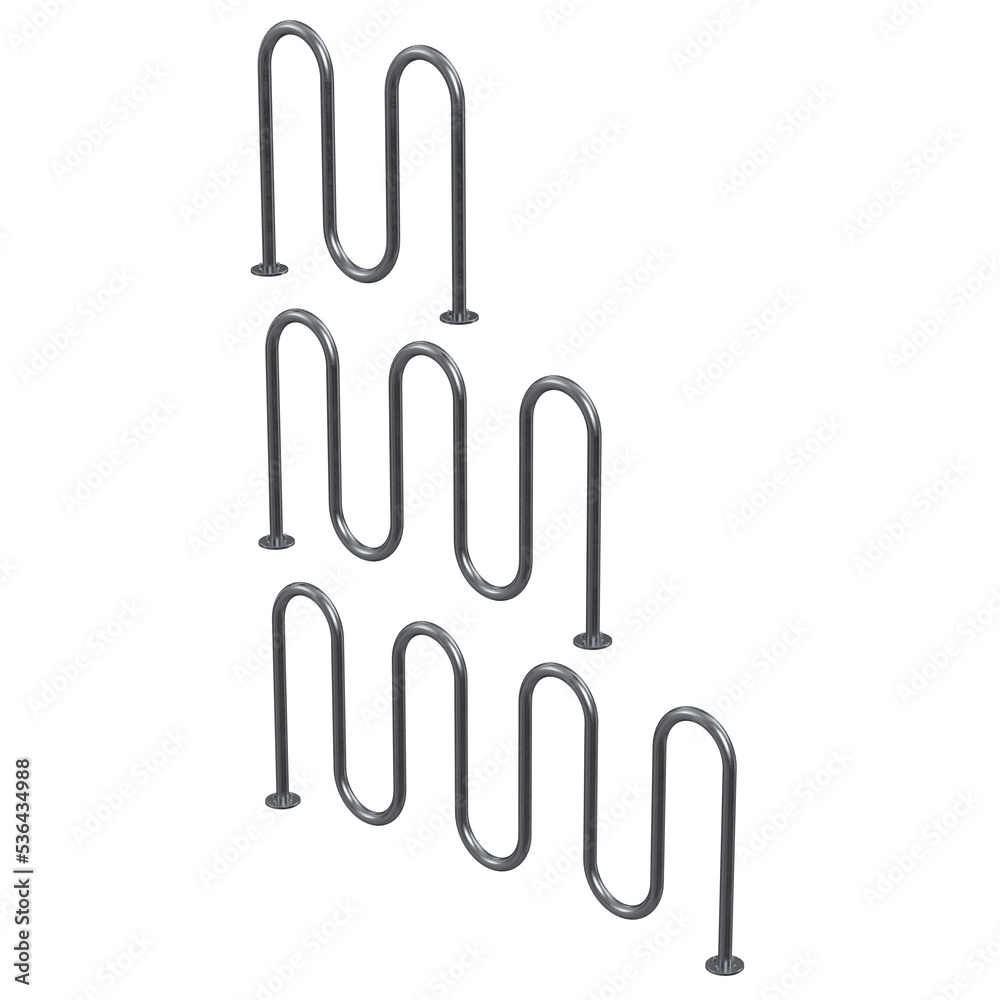 3d rendering illustration of wave bicycle racks 3d rendering illustration of wave bicycle racks