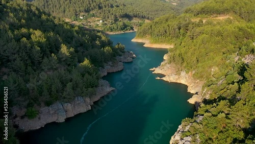 the mountain river filmed on a drone photo