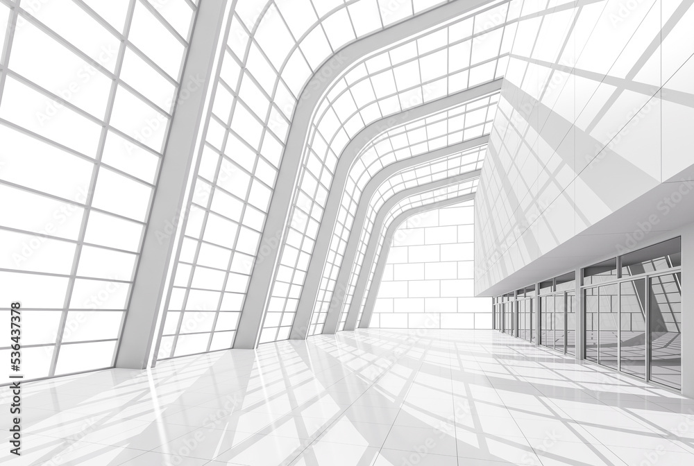 Minimal style modren white high and open space interior 3d render The room is bright with natural light from many windows Minimal style modren white high and open space interior 3d render The room is bright with natural light from many windows