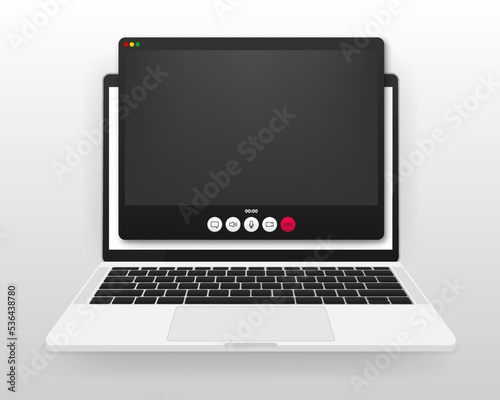 People connecting online, learning or meeting, video conference remote working on laptop computer. Work from anywhere concept. Vector illustration.
