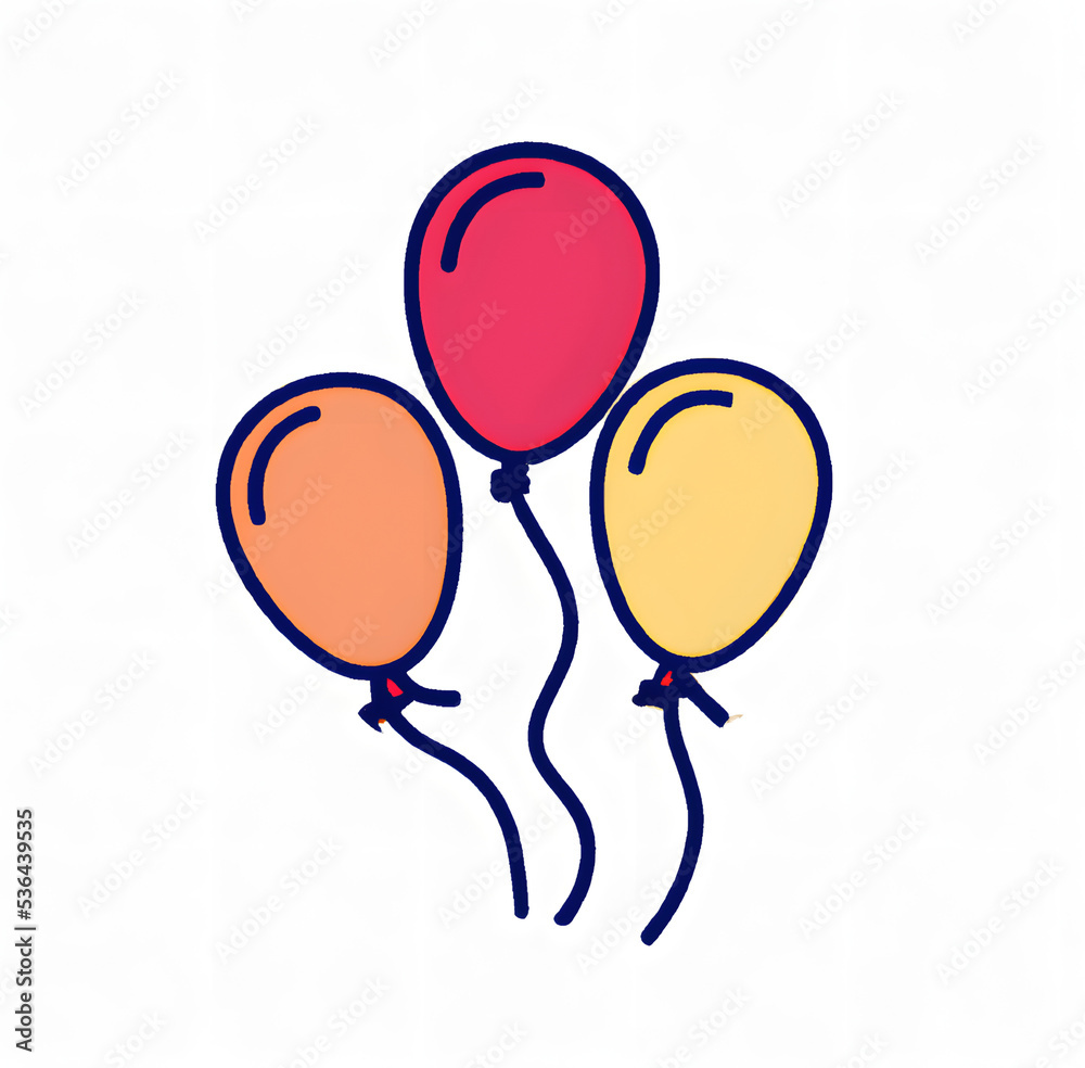 Illustration of happy birthday balloons decoration festive celebration party  illustration line and fill style
