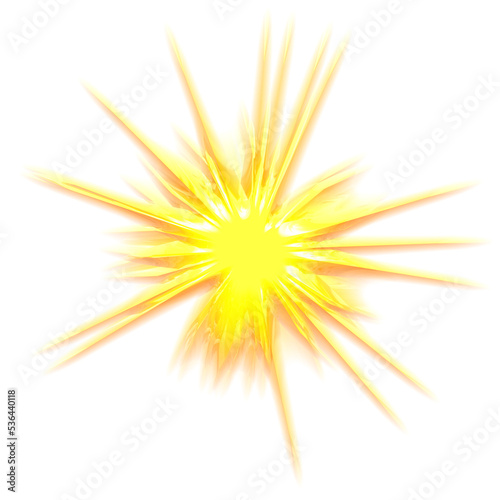 A 3D illustration of a bright yellow star burst