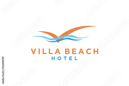 Villa beach resort logo design water wave abstract icon symbol