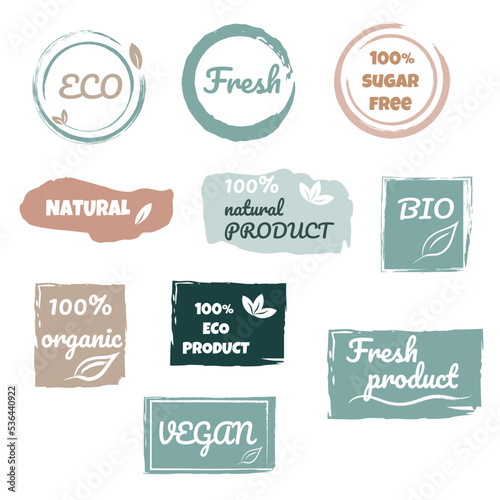 set of eco icons for packaging of ecological products on a white background