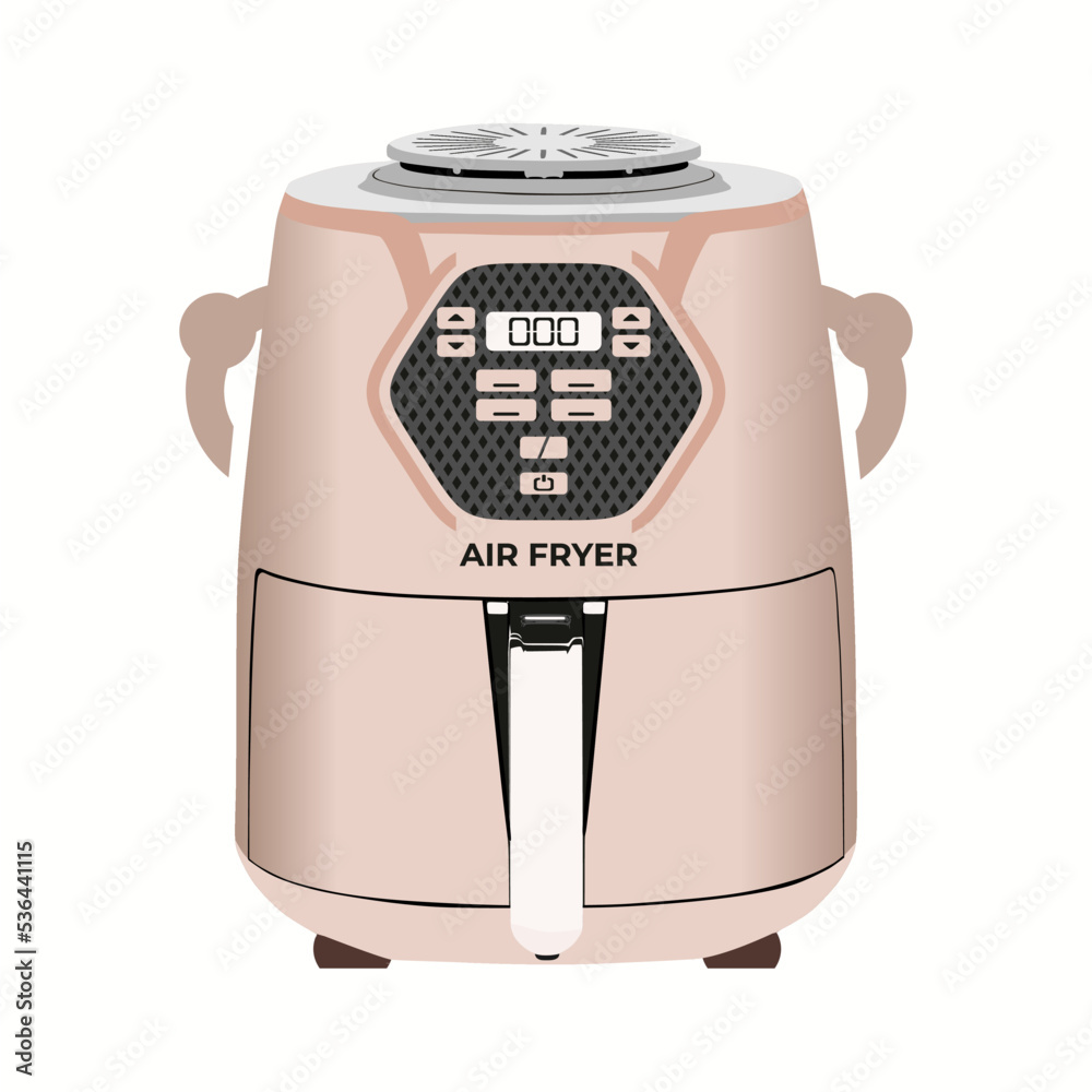 Realistic air fryers in soft pink color, kitchenware vector ...